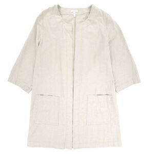 NEW Eileen Fisher Long Cotton Collarless Jacket Minimal Quiet Luxury Lagenlook